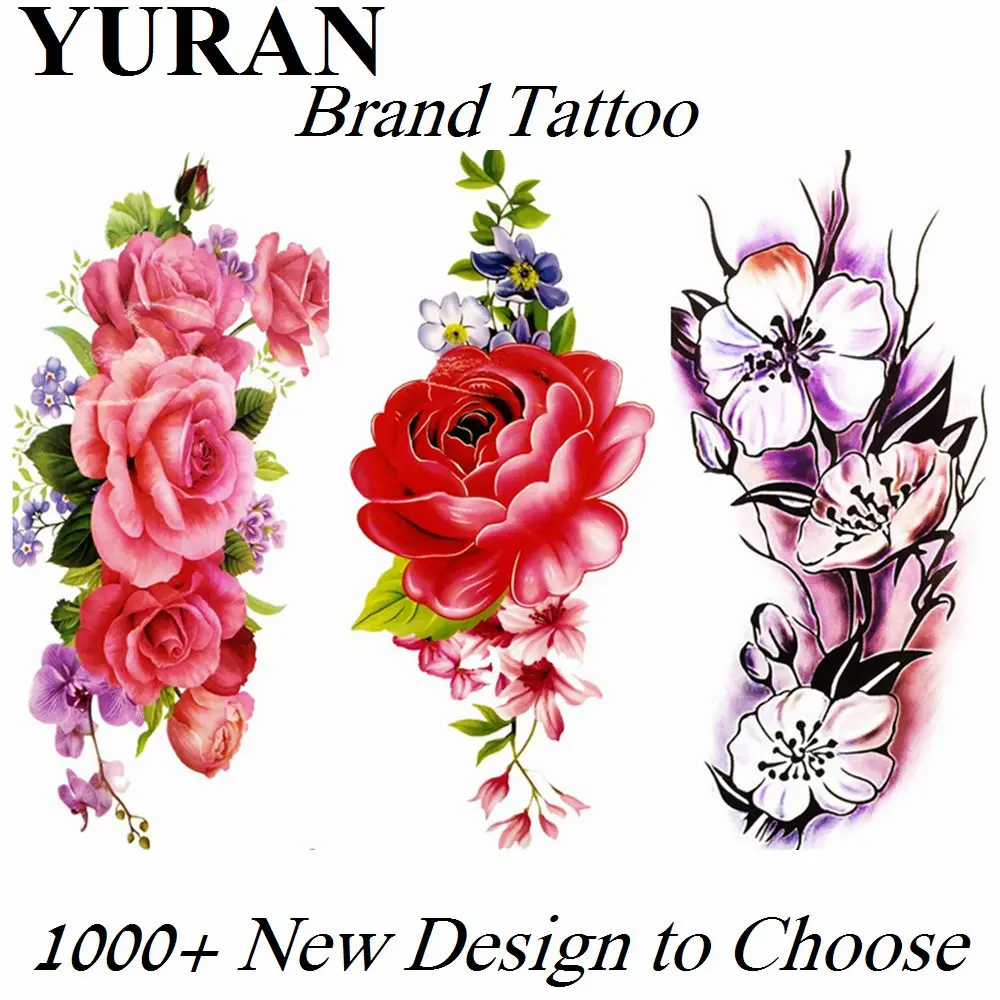 3d Sexy Flower Rose Fake Large Temporary Tattoos Sticker Waterproof