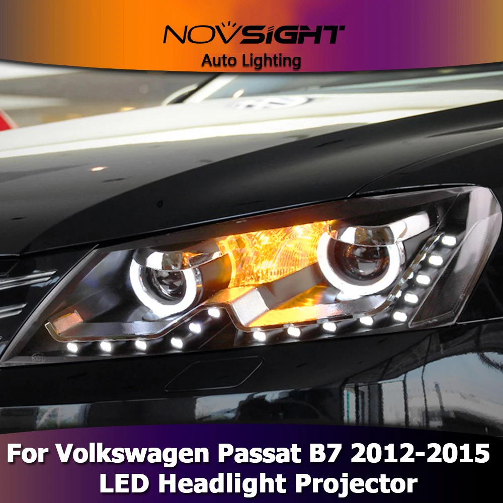 NOVSIGHT 2X светодиодные Налобные прожекторы сборки LED DRL Противотуманные фары для VW Passat B7 2012- американская версия