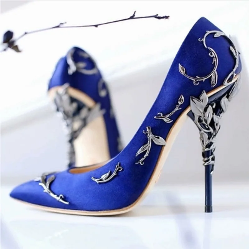 

2019 spring and summer new metal accessories super high heels pointed shallow mouth personality fashion sexy high heels