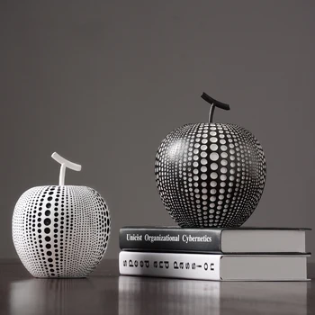 

1PC Europe resin Black and white apple Figurine Originality crafts Christmas Birthday Gift Home Office Desktop Decor