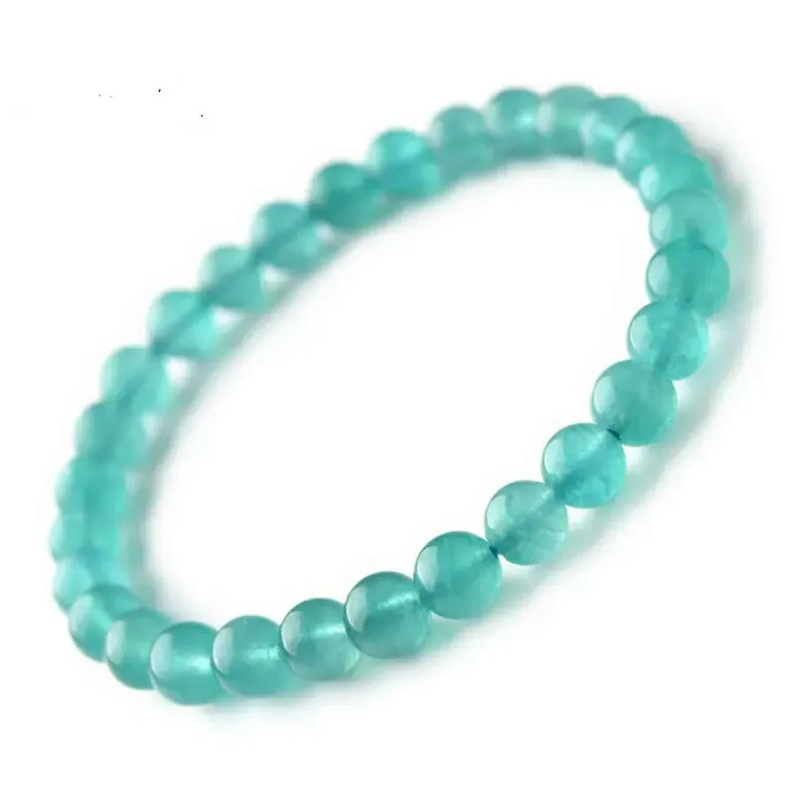 Genuine Mozambique Natural Green Amazonite Round Beads Bracelet Jewelry