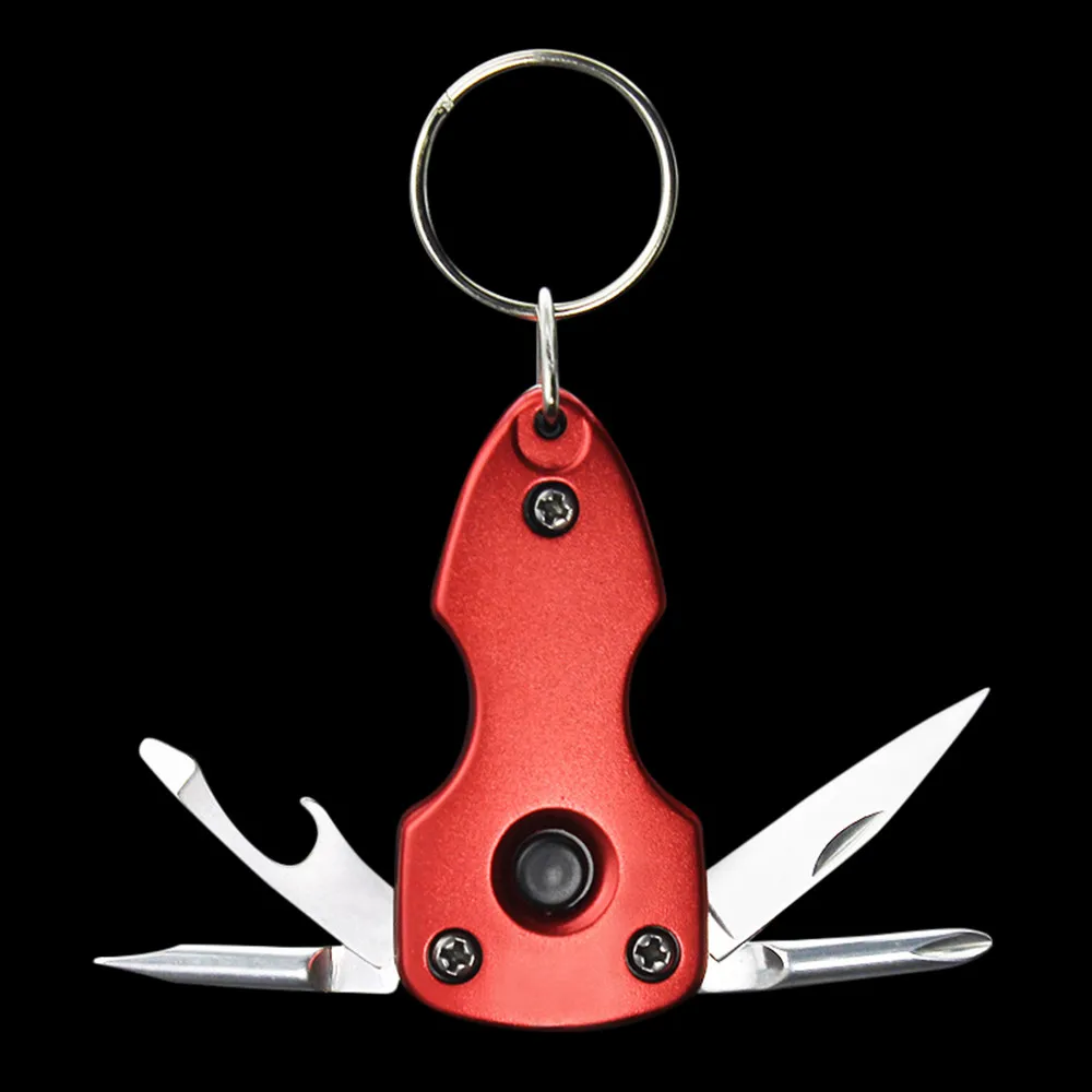 

Portable Multifunction Key Ring Holder LED Smart Compact Folding Keychain Pocket Knife LED Flashlight Ourdoor bottle opener