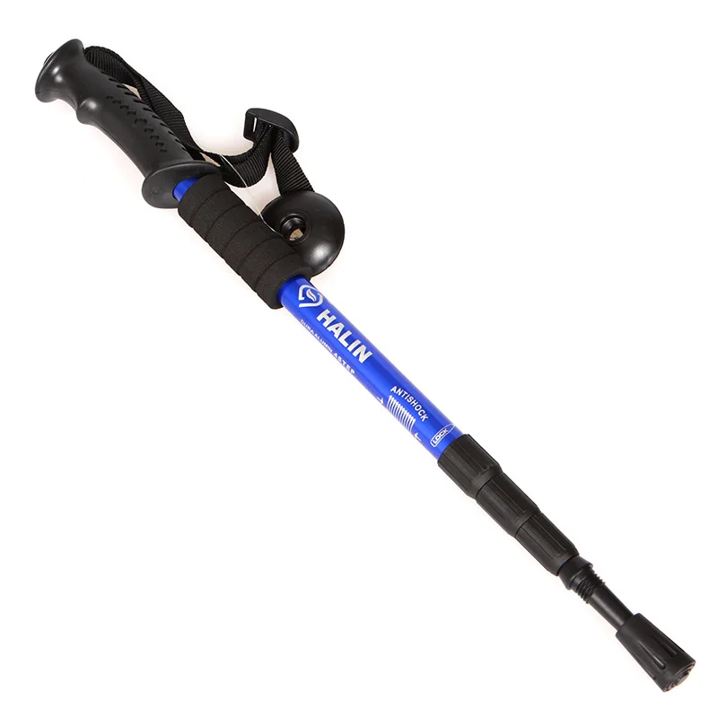 Прямая ручка Регулируемая палка для скандинавской ходьбы алюминиевая палка для альпинизма четыре секции телескопические треккинговые палки