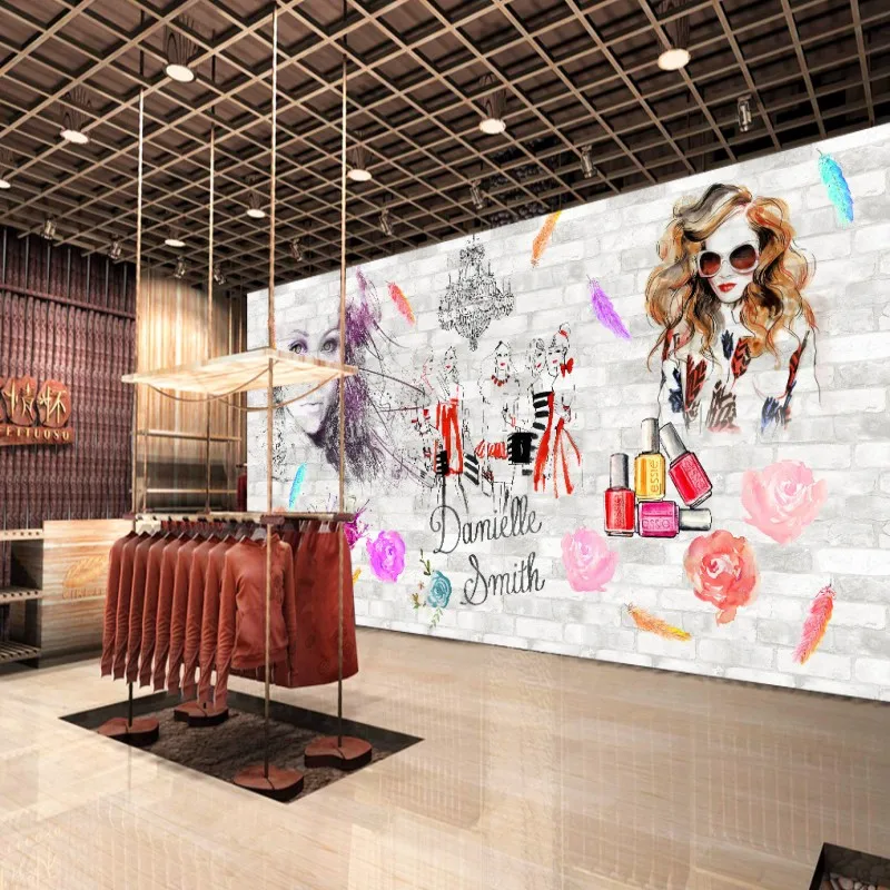 

Custom 3d wallpaper Hand painted watercolor cosmetics wallpaper mural Beauty salon barber shop decoration background