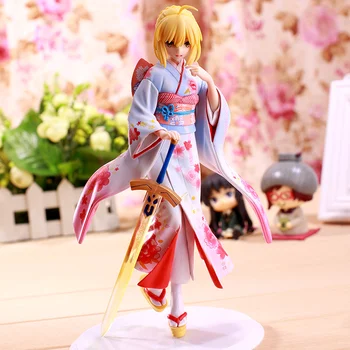 

25CM Anime Fate Stay Night Action Figure Toys Lovely Cool kimono Saber Sexy Girl Doll Collection Model kids adult toy gift new