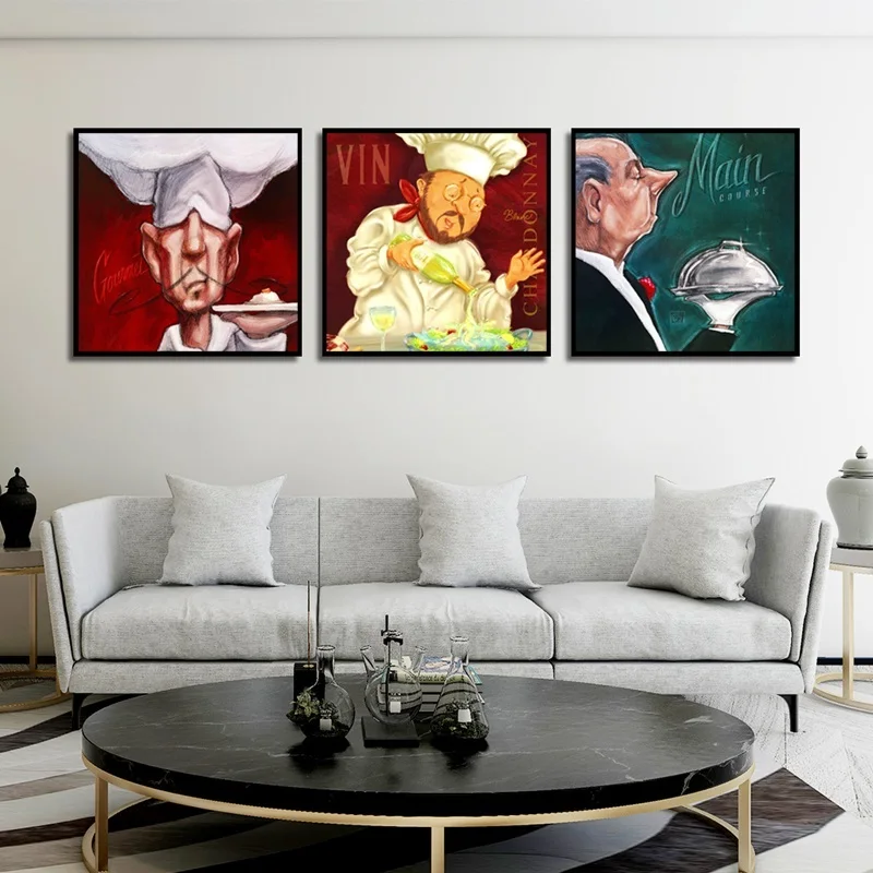 

Nordic Style Restaurant Character Oil Painting Abstract Canvas Art Poster Modular Wall Pictures for Living Room Home Decoration