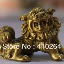 4 см китайский Бронзовый резной Хранитель собака Фу Собака филактерия дверь Лев животное скульптура