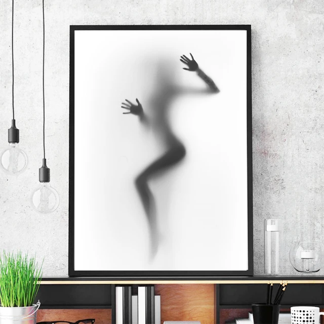 Sexy Silhouette of a Dancing Woman Behind a Curtain Wall Art