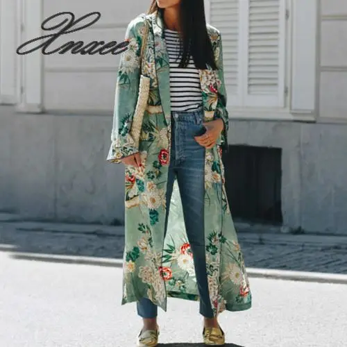 

Vintage Ethnic Floral Print Sashes Kimono Shirt Women 2019 New Fashion Cardigan Casual Blouse Tops