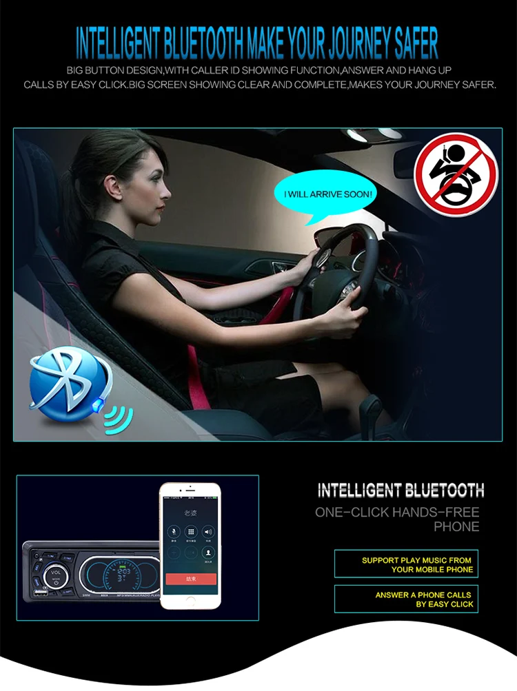 1 Din MP3 автомобильный fm-радиоприемник Авторадио с Bluetooth Hands Free Dual USB поддержка быстрой зарядки U диск приборной панели Стиль Авто