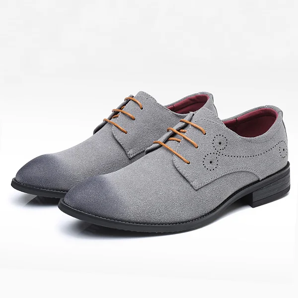 YWEEN/модные мужские замшевые туфли на шнуровке; Туфли-оксфорды на платформе; мужская обувь больших размеров - Цвет: Серый