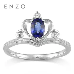 ENZO ряд кольцо 0.5Ct сапфир кольцо с 0.03CT АЛМАЗ 18 К белого золота новый роскошный подарок для Для женщин мастер драгоценных камней бренд