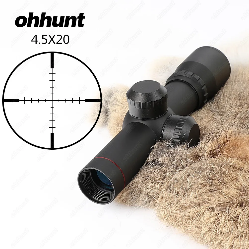 Ohhunt 4.5x20 1 بوصة المدمجة بندقية صيد نطاق البصرية التكتيكي البصر P4 الزجاج المحفور شبكاني بندقية Riflescope فليب- فتح عدسة قبعات