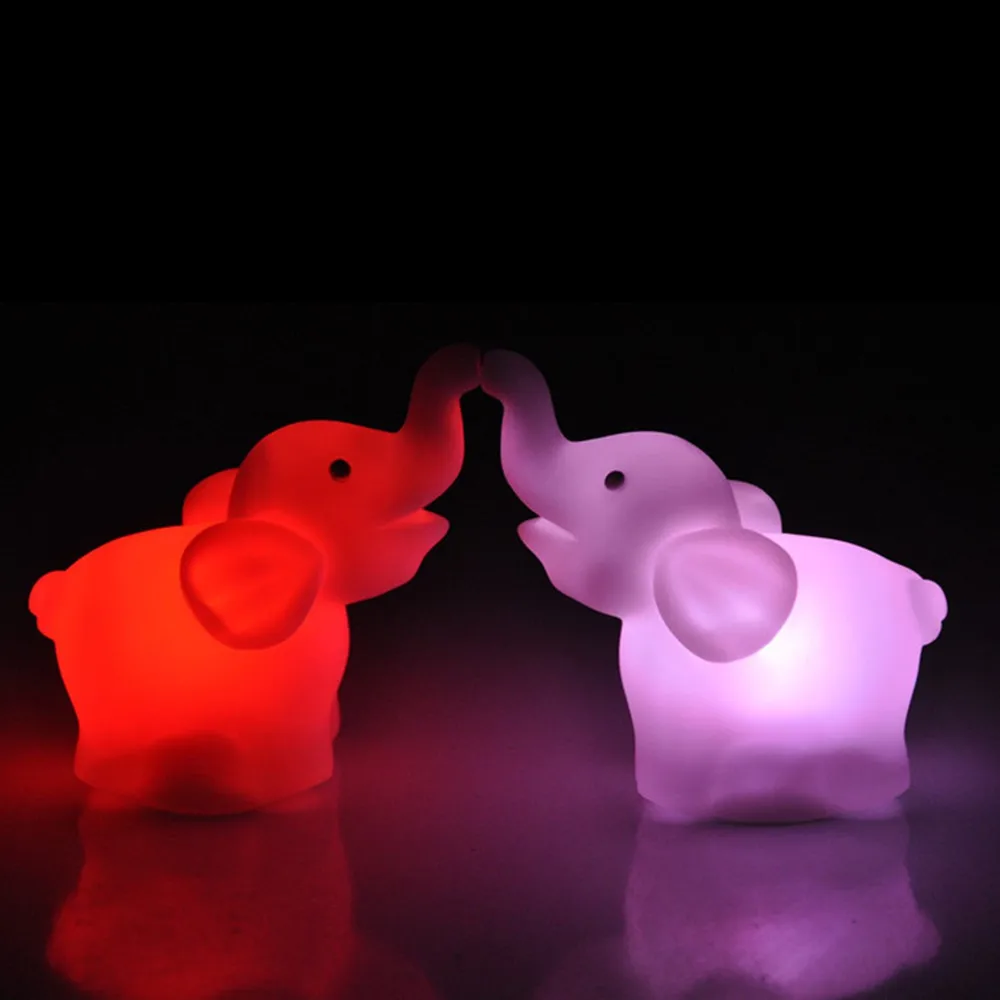 SuperNight Cute Elephant LED Night Light Colorful Cartoon Animal Baby Kids Bedroom Bedside Table Lamp Wedding Home Decoration  (5)