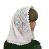Couverture Small Size ring Embroidery scarf Catholic Church white Lace Satin Mantilla Chapel Infinity Veil with a sewn-in clip 5
