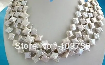 

Jewelry 0012577 5 Strands Natural White Star Freshwater Pearl Necklace Shell Clasp