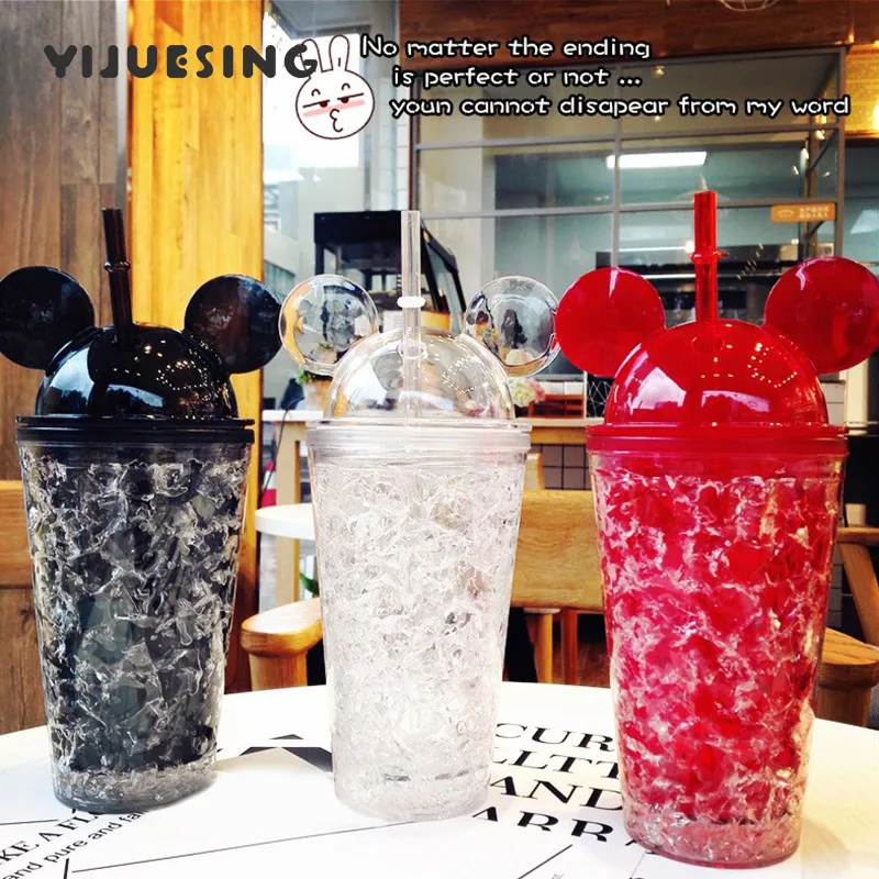 Ice Cold Water Bottle Double Wall Freezing Gel Drinking Bottle with Lid