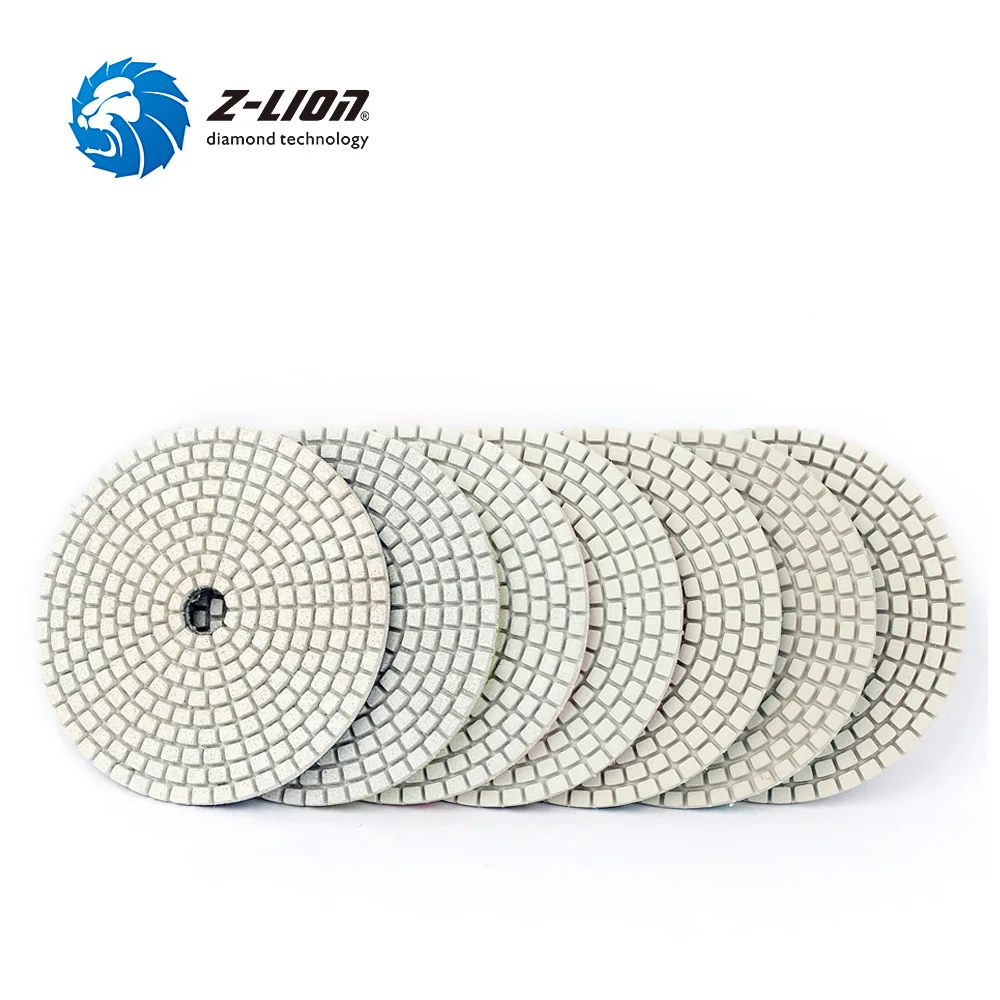 

Z-LION 4" Set Of Polishing Pads White Flexible Premium Diamond Granite Stone Dry Wet Polishing wheel Diamond Sanding Discs