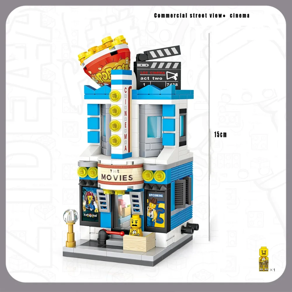

DIY Mini Diamond Building Brick City Series Street View Building Block Model Shop Cinema Construction Children's Educational Toy