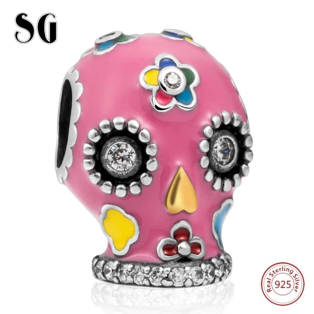 

Love Heart Skull Cubic Zirconia Bead Girl Fit Authentic 925 Silver European Charms Bracelet Beads For Women Fashion Jewelry