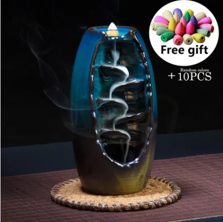 

Mountain River Handicraft Incense Holder Ceramic Backflow Waterfall Smoke Incense Burner Censer Holder Mother's Gift Home Decor