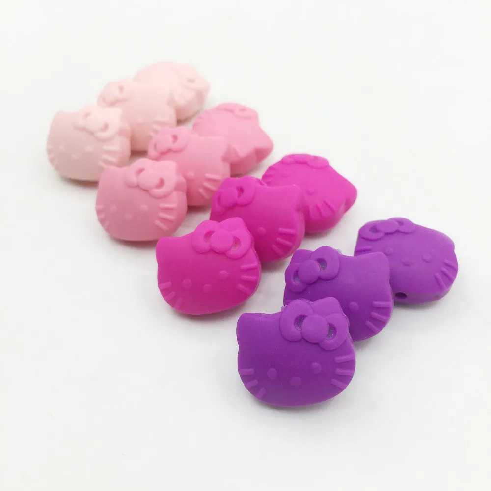 

Kitty Silicone beads Baby Candy colors Silicone Beads girls colors Teething Beads Safe Food Grade Teething Kitty Cartoon avatar