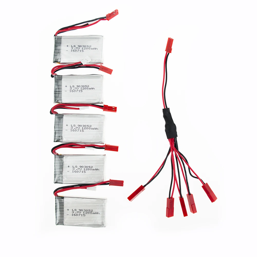 USB кабель зарядного устройства для Syma X5SW X5SC M18 H5P 3 7 в 1200 мАч 5 шт.|Перезаряжаемые