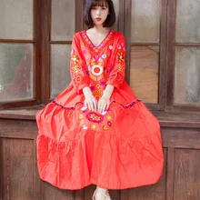 Винтаж Mori Girl богемное длинное этническое пляжное платье для женщин с вышивкой длинное летнее платье Vestido винтажное платье Honey Moda хиппи бохо Туника Mori