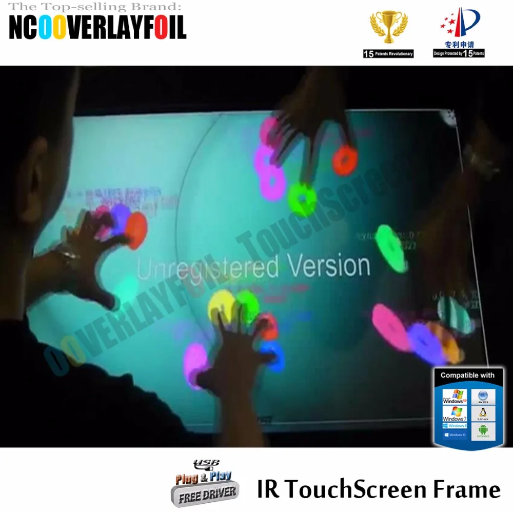 43 дюймовый инфракрасный Сенсор мульти Сенсорный экран Панель по-настоящему 10 очков IR сенсорный экран/IR сенсорный экран Рамка Поддержка Windows XP/7/8/10 Android Mac OS