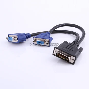 

NEW DVI-I 24+5 Pins Male to Dual VGA Female Monitor Adapter Y-Splitter Cable