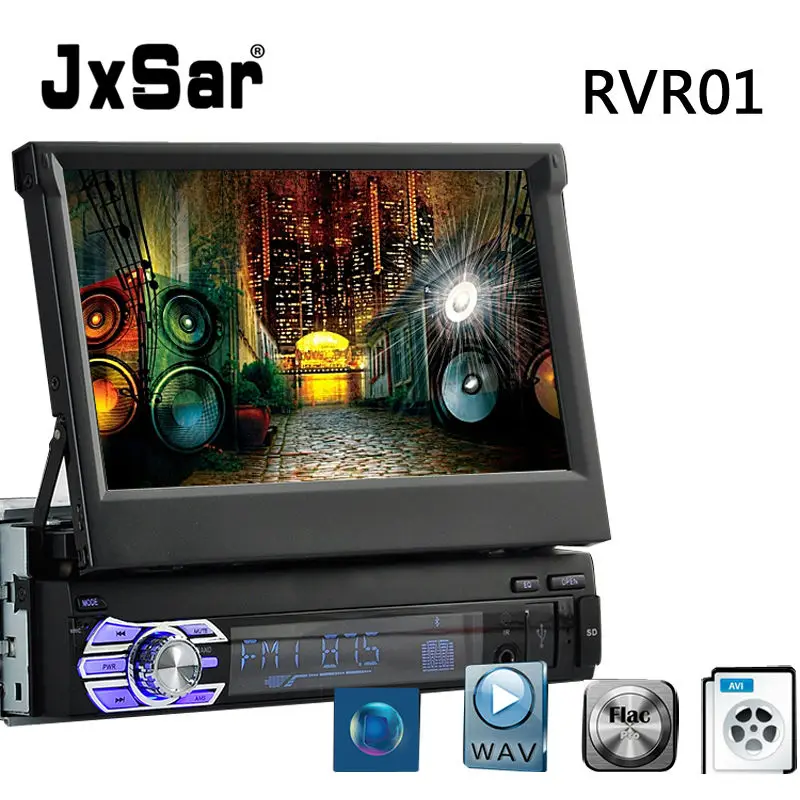  1 DIN Stereo Car Radio MP4 GPS Navigation Double Screen HD 7 inch Retractable Touch Screen Car Monitor Bluetooth SD USB Charger 