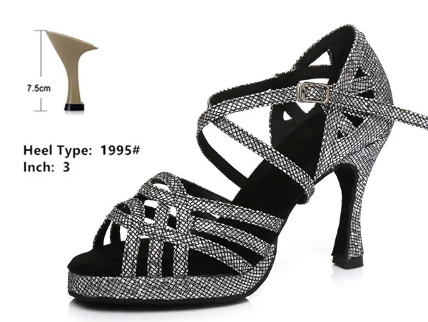 Модные женские атласные туфли на очень высоком каблуке 10 см; Цвет серебристый, черный; водонепроницаемая обувь на платформе для латинских танцев; вечерние туфли; Kizomba Salsa - Цвет: black 7.5cm
