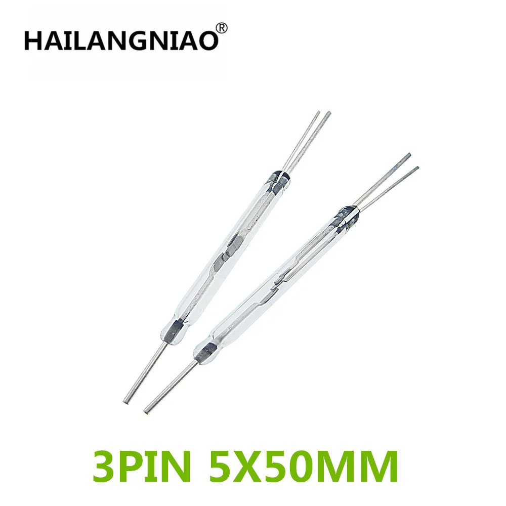 

10PCS Reed Switch 3 pin Magnetic Switch Normally Open and Normally Closed Conversion 5X50MM White