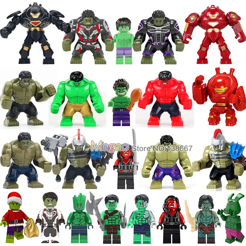 

Single Marvel Avengers 4 Endgame Big Size Green Hulk Bruce Banner Red She Hulk Building Blocks Toys For Children Gifts