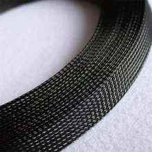

Black - High quality 16mm Braided PET Expandable Sleeving High Density Sheathing Plaited Cable Sleeves 1M