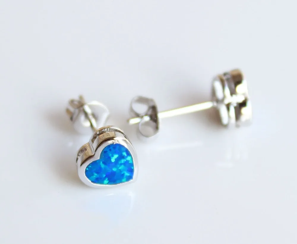 Серьги в форме сердца с голубым/белым огненным опалом|opal earrings|fire opal earringswhite fire
