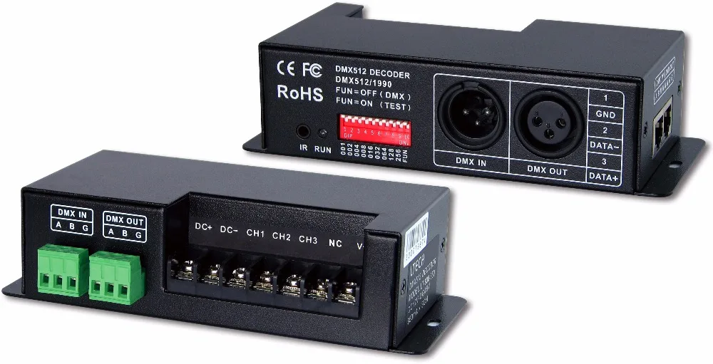 

LT-830-350 3CH led constant current DMX-PWM Decoder;DC12V-DC48V input;350mA CC*3CH output