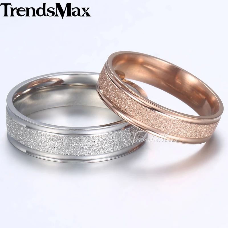 Trendsmax Wedding Rings For Men Women Stainless Steel Gold Silver Tone Womens Engagement Ring Fashion Jewelry 2018 Gifts KKRM31