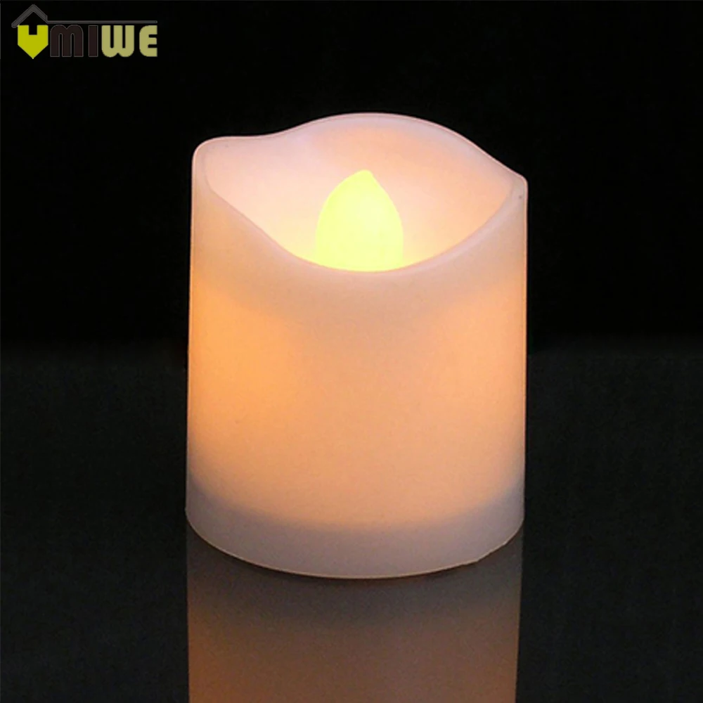 12 шт. беспламенный светодиодный светильник-свеча, декоративный светильник, электрические свечи на батарейках, желтый чайный светильник вечерние свадебные свечи
