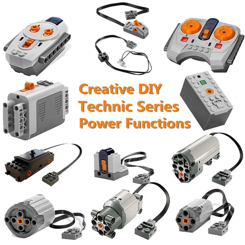 Technic Modified Car Power Functions Motor Set IR RX TX Servo Battery Box Building Blocks Bricks