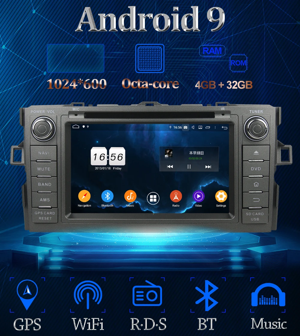 Discount Owtosin Car Radio Multimedia Video Player Navigation GPS Android 9.0 For Toyota Avensis 2009 2010-2015 Car 4GB RAM 32 GB ROM 0
