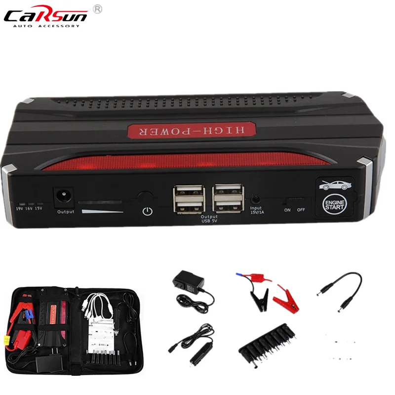 CARSUN стартер для автомобиля 600A 16800mAh аварийное пусковое устройство 12В зарядное