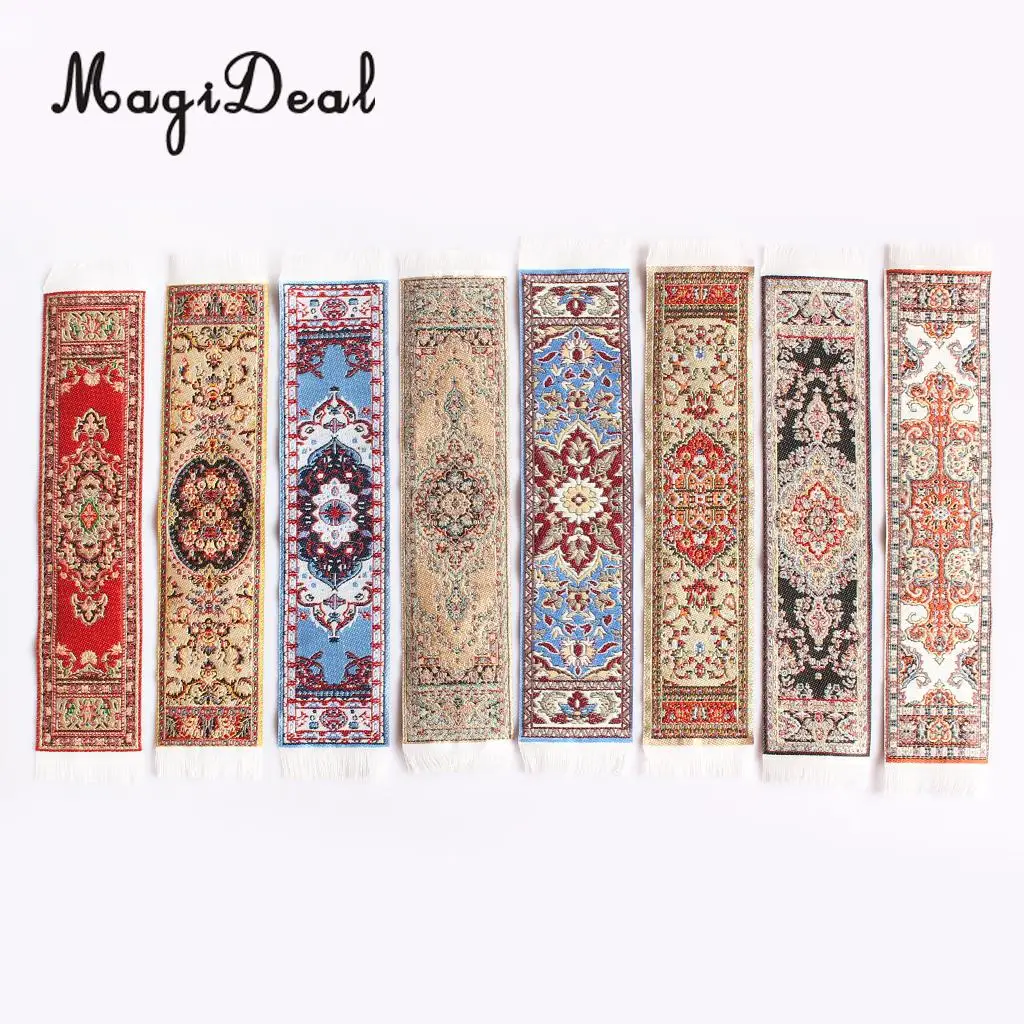 MagiDeal Colorful 1/12 Scale Silk Woven Rug Floor Coverings Carpet DollHouse Furniture Miniatures Toy for House Decor 8Kinds