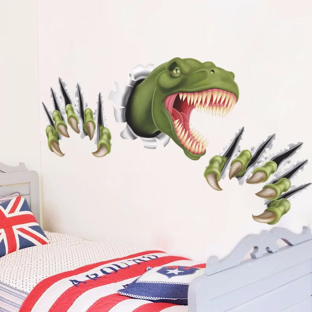 Мир парк динозавры наклейки на стену для детской комнаты декор для комнаты мальчика 3d оконный эффект наклейки на стены плакат настенная бумага Фреска