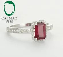 14ct White Gold Blood Ruby Naturald Diamond Ring Wholesale Jewelry 14k Gold Ring