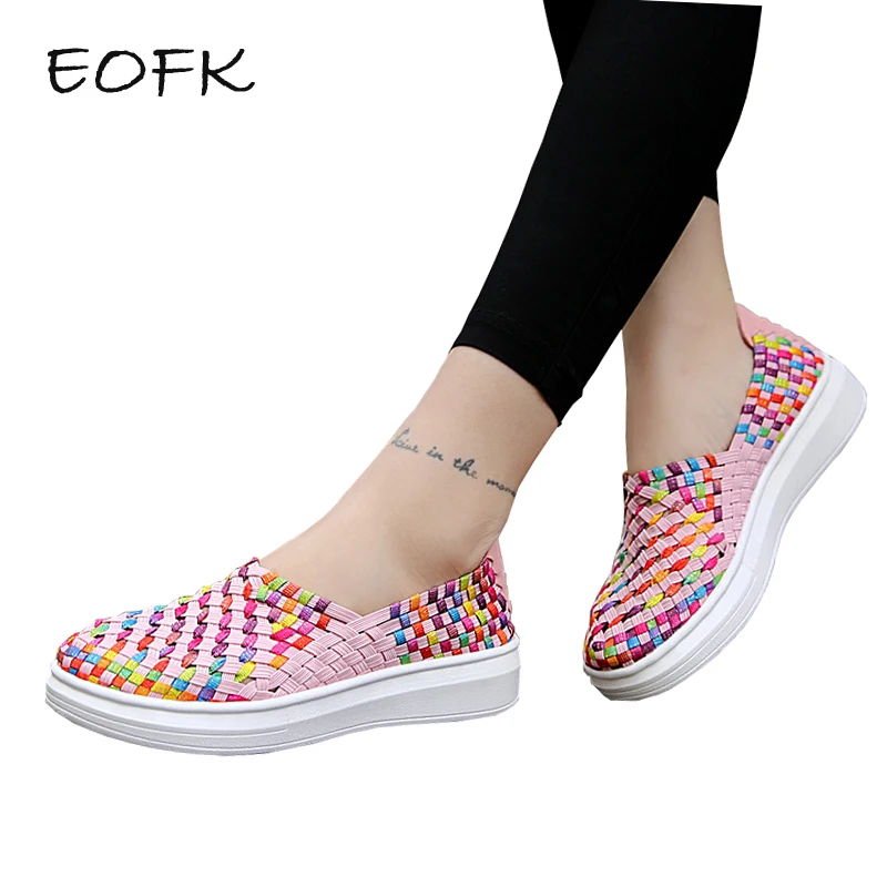 EOFK New design Summer Breathable Hollow Comfortable Women Flat Shoes
