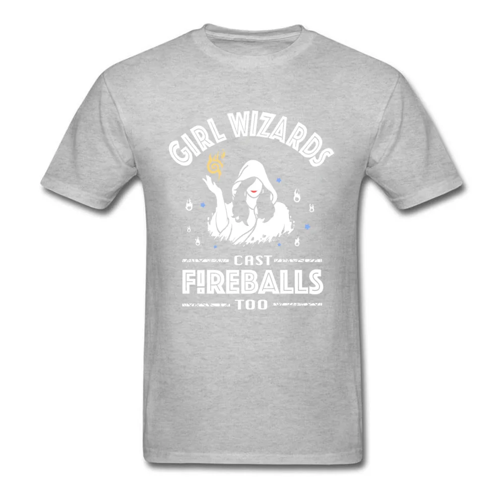 Girl Wizards cast Fireballs too Father Day Pure Cotton O Neck Tops Shirt Short Sleeve 3D Printed Tee-Shirts Graphic T Shirt Girl Wizards cast Fireballs too grey