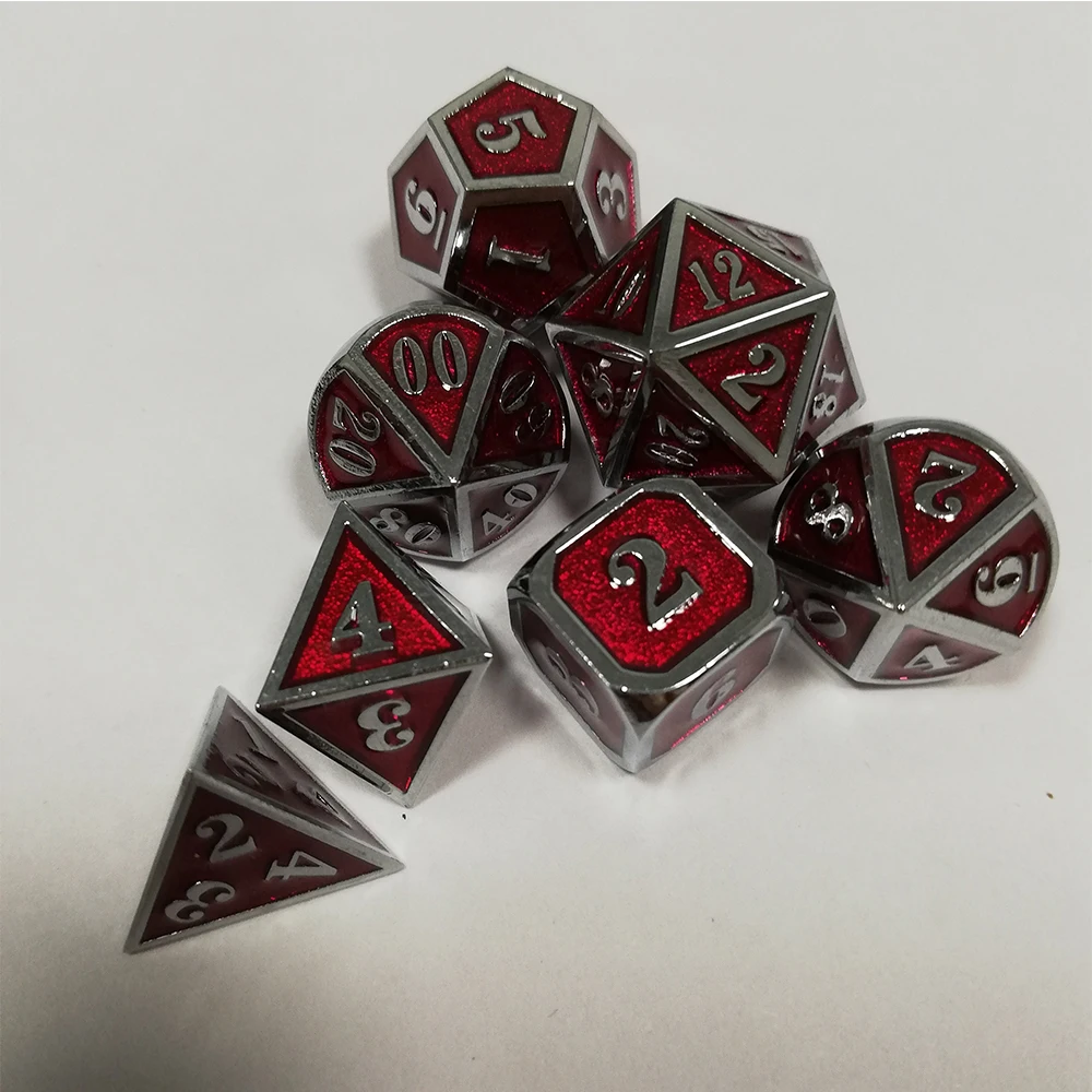 

2019 Factory Dnd Metal Dice Set Rpg Polyhedral Dungeons and Dragons Digital Red Dices Table Games Zinc Alloy D20 6 10 8 12