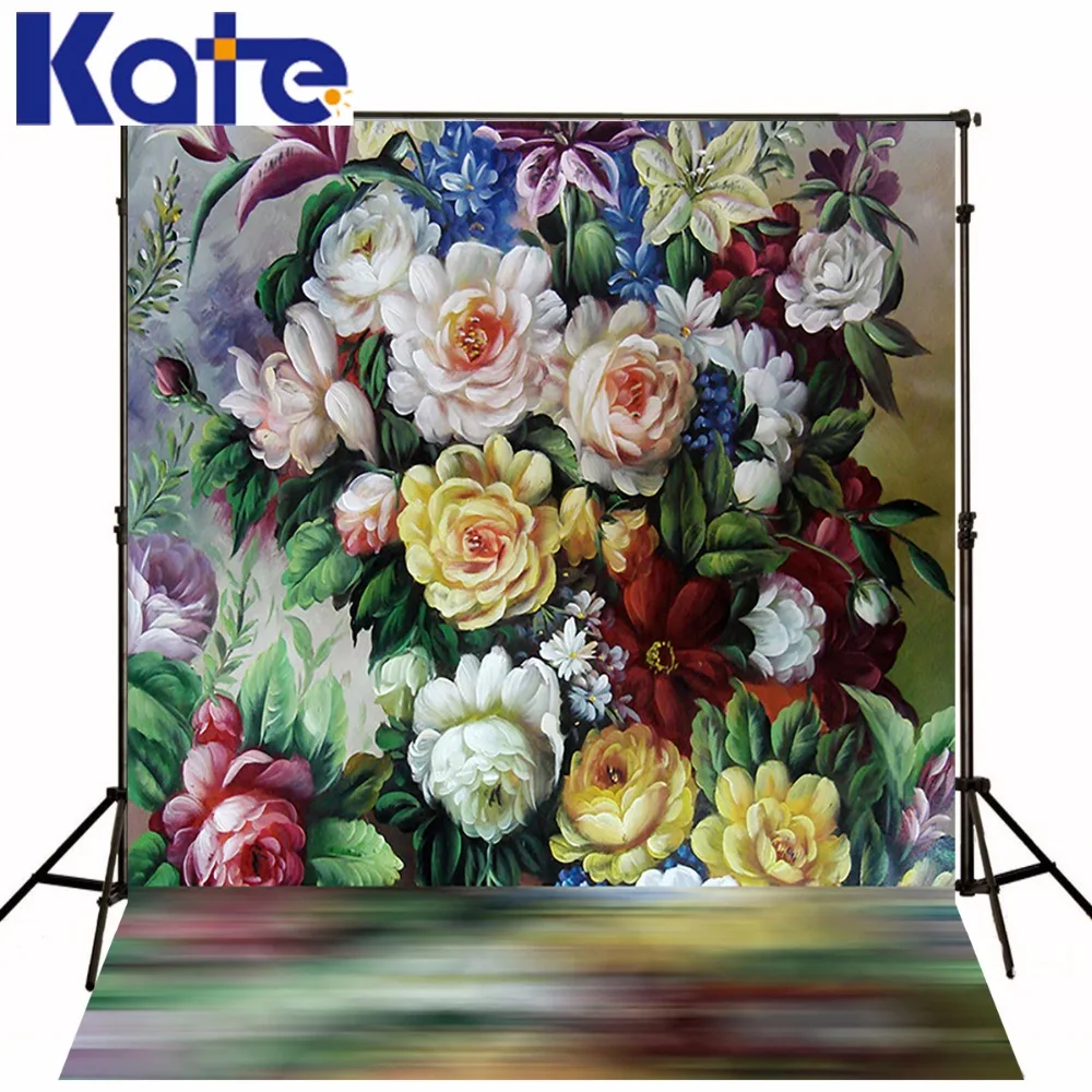 

Kate Flower Wall Background Spring Photography Backdrops Oil Painting Style Backdrops Romantic Wedding Photography Backdrops