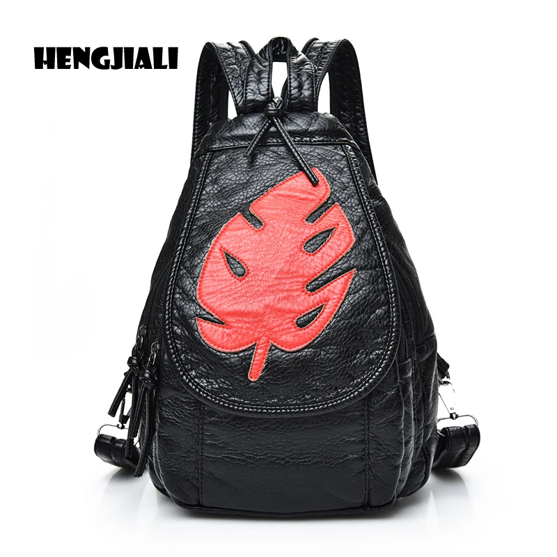 HENGJIALI 2017 Women Backpacks Washed PU Leather Softback Embossing Interior Compartment Packbacks Bags For Teenage Girls | Багаж и сумки